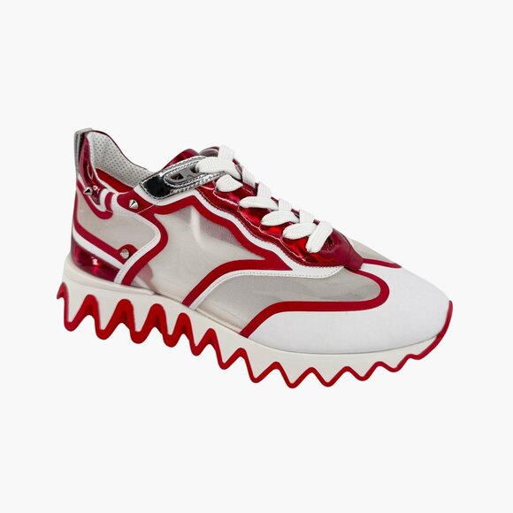 Christian Louboutin Sharkina White Mesh Red Sneakers Size 39.5 US 9.5 Women 6924 - Picture 10 of 15